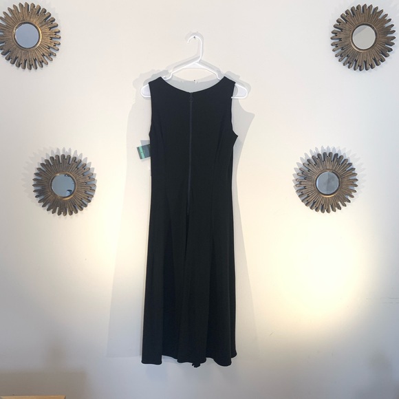 Taylor Black Ruched Ruffle V-Neck Flyaway Dress - Picture 3 of 8